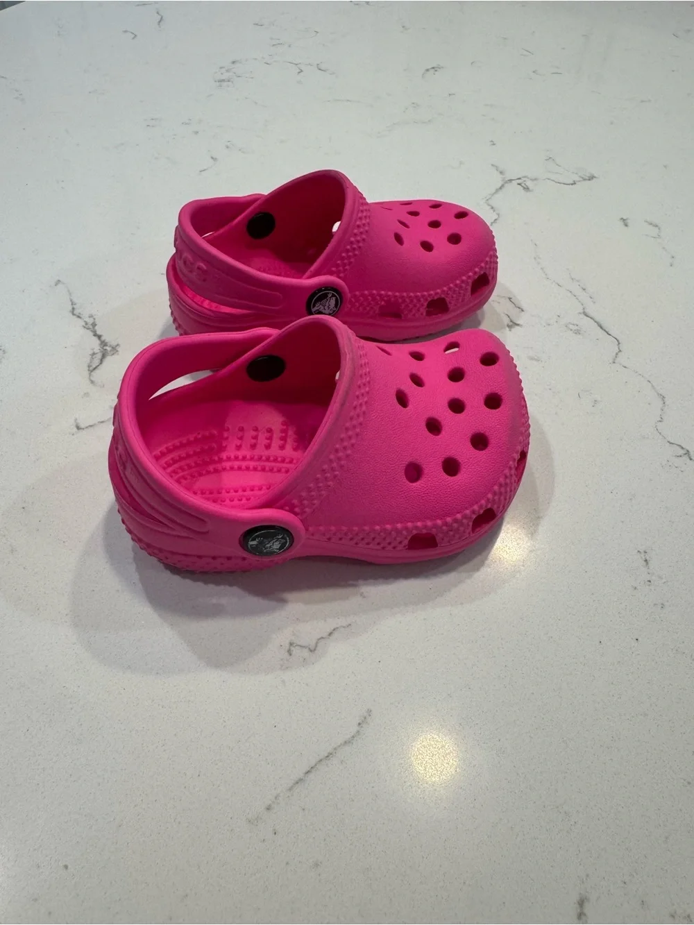 Pink toddler Crocs Classic Clogs in the 